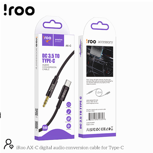 iRoo AX-C Conversion Cable | Type-C to 3.5mm AUX