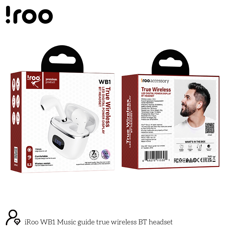 IROO WB1 | TWS BlueTooth 5.3 EarPods