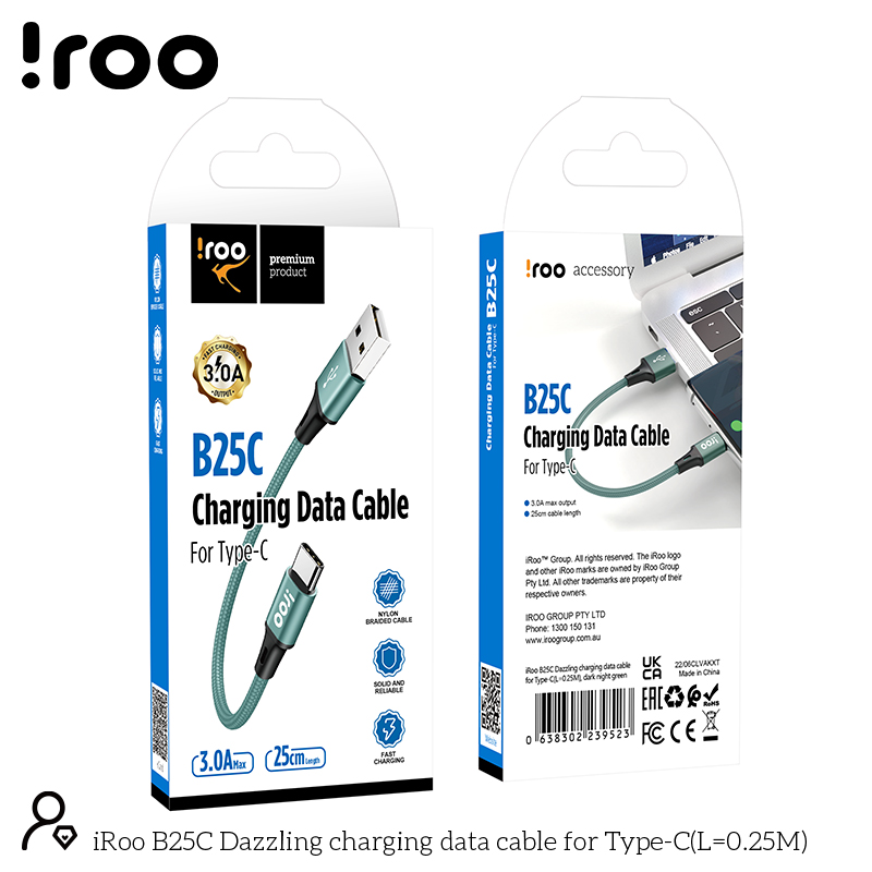 iRoo B25C | USB Cable - Type-C Short 25cm