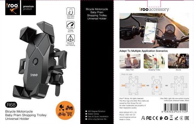 iRoo R68 | Baby Pram/Bicycle/Shopping Trolley Universal Phone Holder